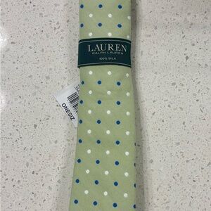 Ralph Lauren Boy’s Silk Tie in Green with Blue and White Dots NWT